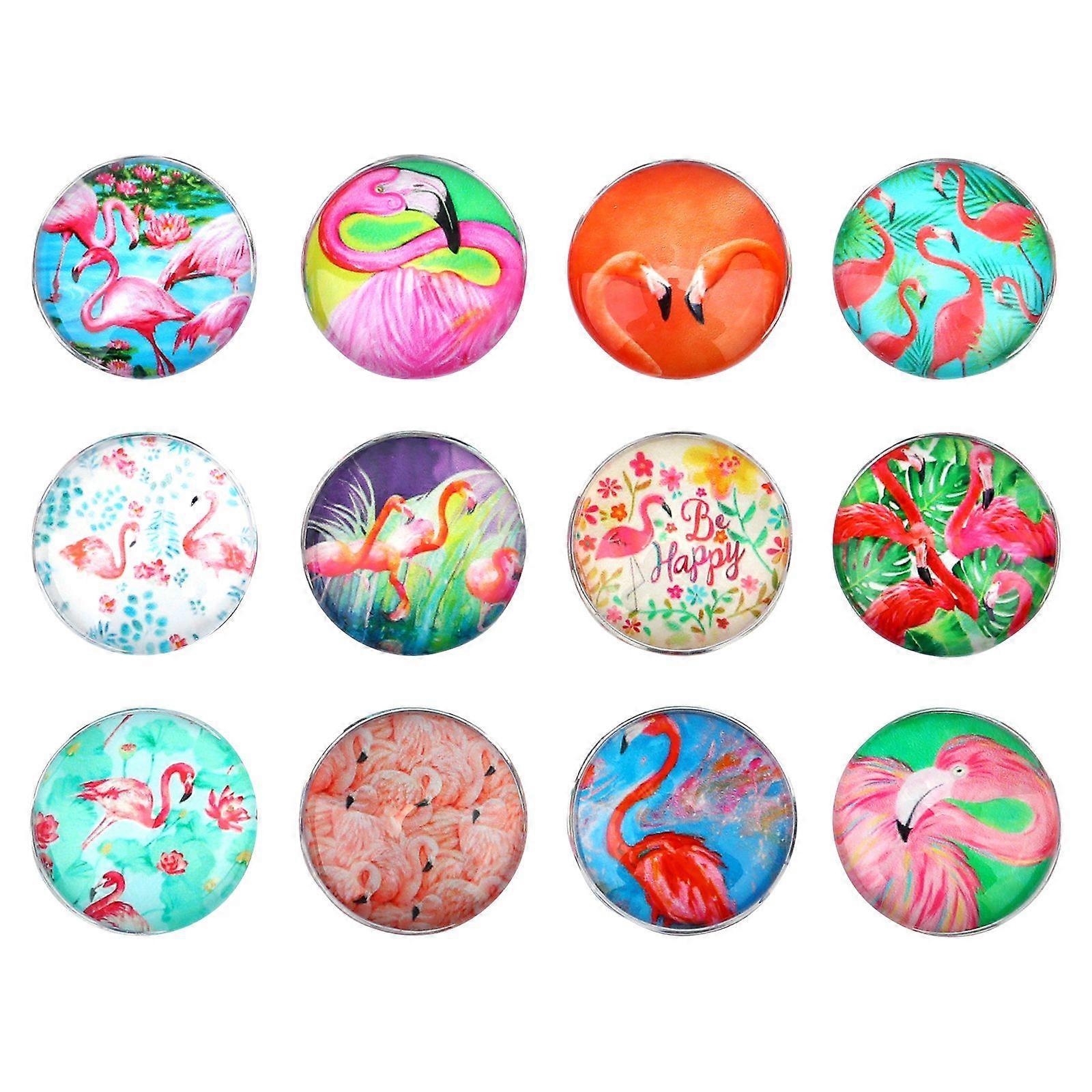 24pcs Flamingo Pattern Magnet Creative Refrigerator Magnet Decoration Prop