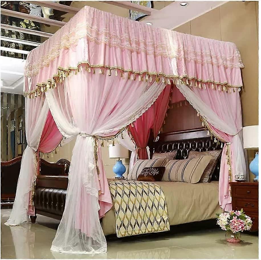 Mosquito net for single and double beds. Bed canopy (pink, 180x200cm)