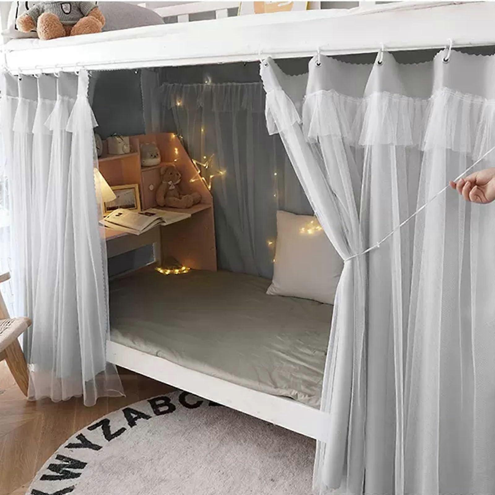 Blackout Curtain For Student Dormitory, Bunk Bed Tent With Nets, Dustproof Fabric, Lower Bunk Curtain, 1.2 m Gray