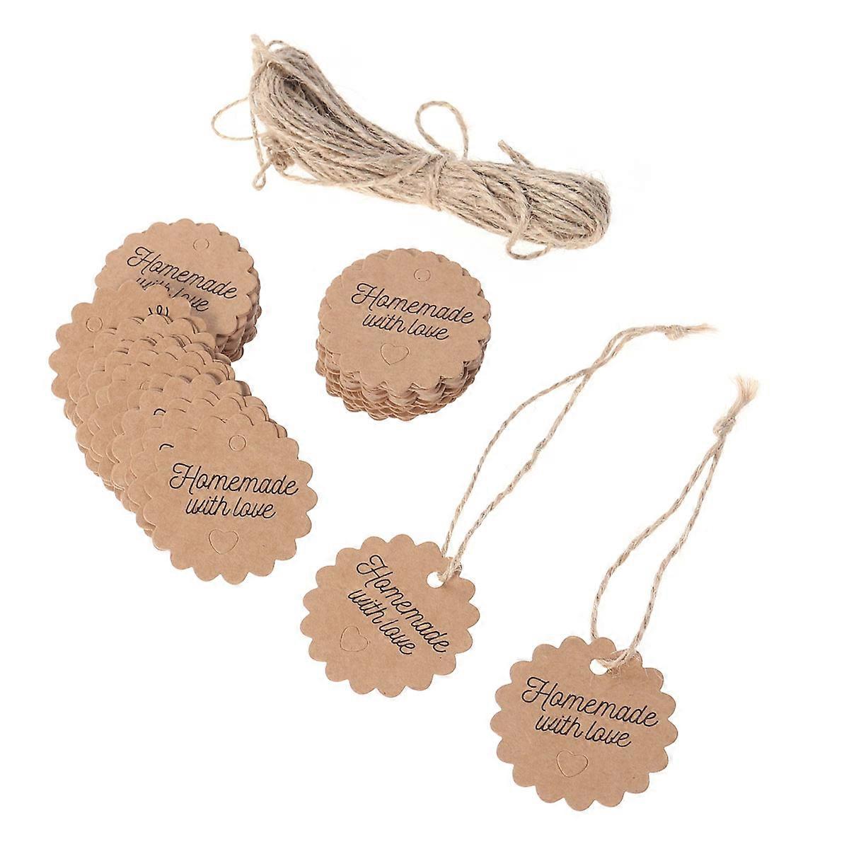 Handmade Kraft Paper Tags present Decoration Circle 5x5cm 100Set
