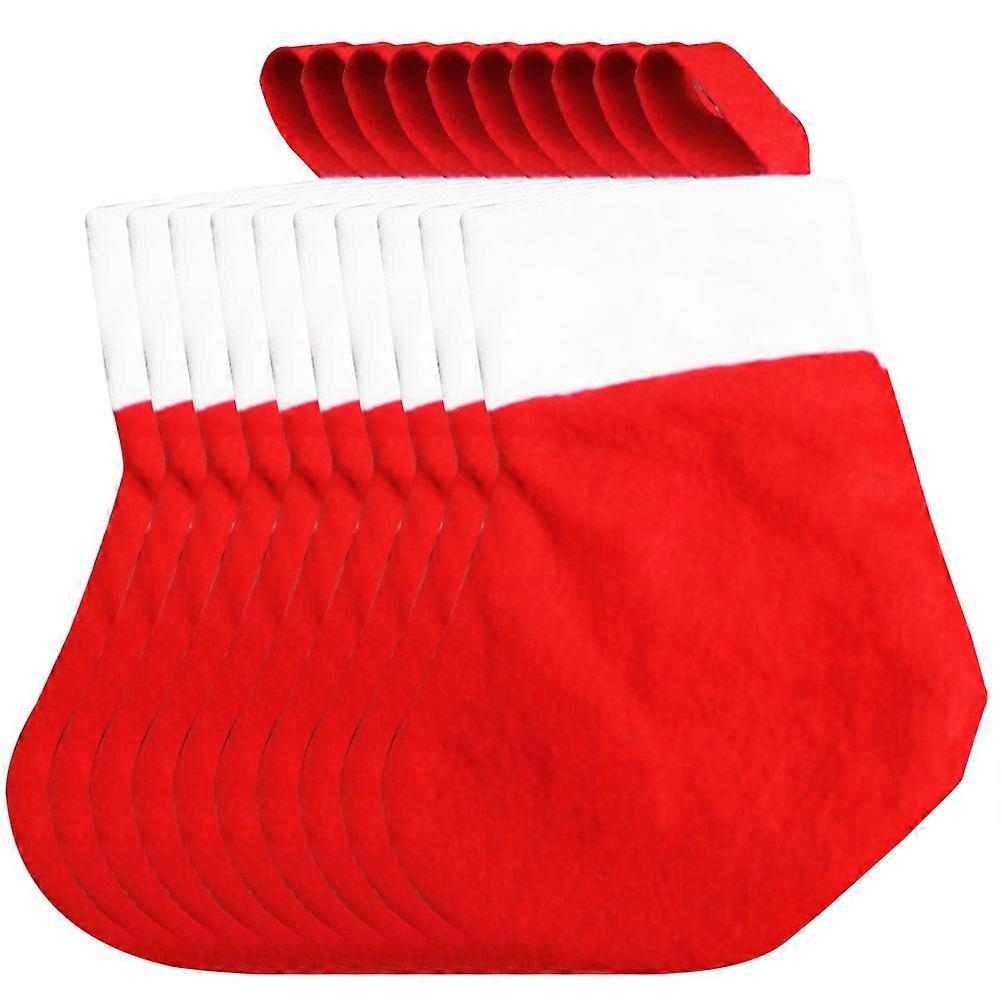 Mini Stockings Christmas Celebration Home Decor Red Non-Woven Fabric Decorative 16Pack