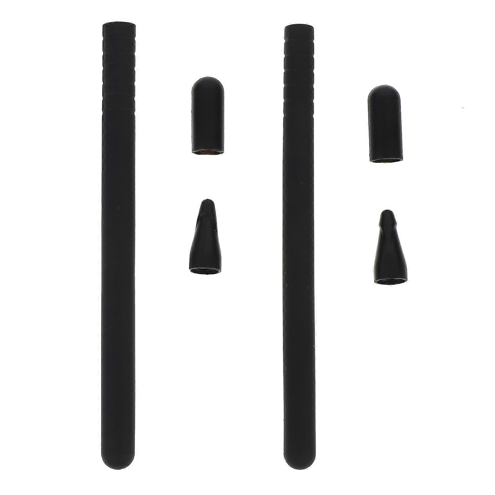 حامل غلاف غلاف قلم سيليكون للقلم اليدوي للقلم الرصاص للاستخدام اليومي 2 أسود 6 قطع