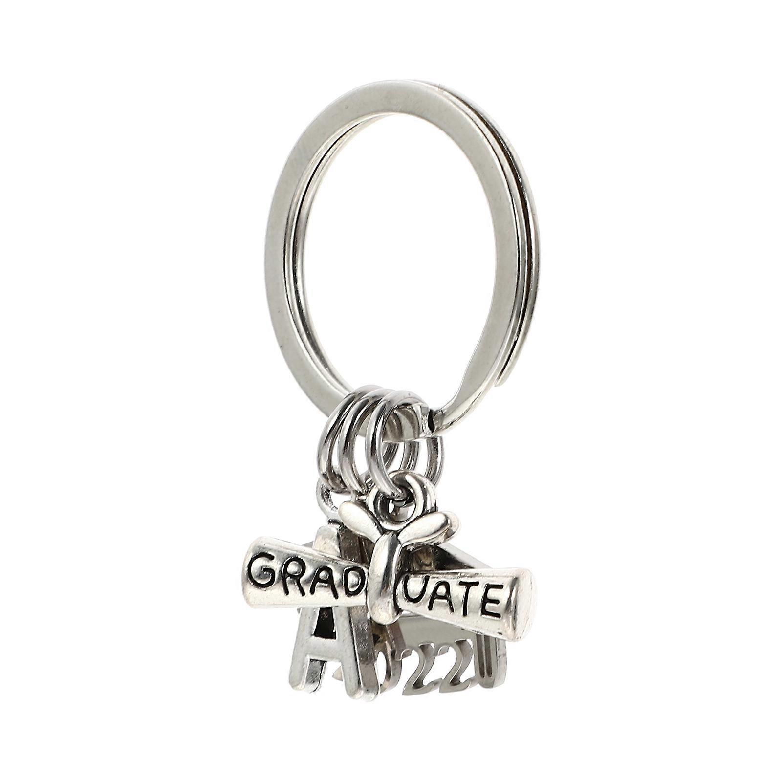 Creative Keychain Pendant Graduation Ceremony Souvenir for Classmates 2022 2x15cm Silver Stainless Steel 1Set