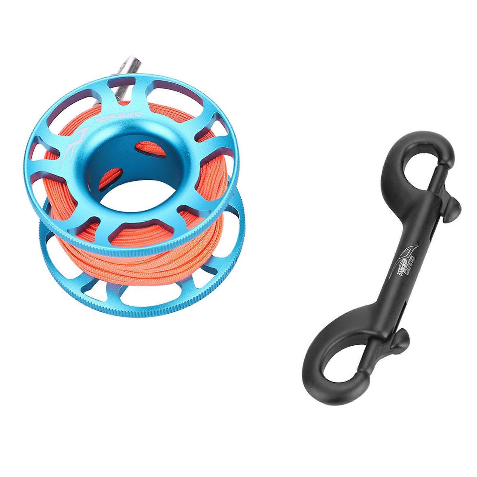 KEEP DIVING Aluminum Scuba Diving Spool with Finger Clip and 15m Line (Blue)