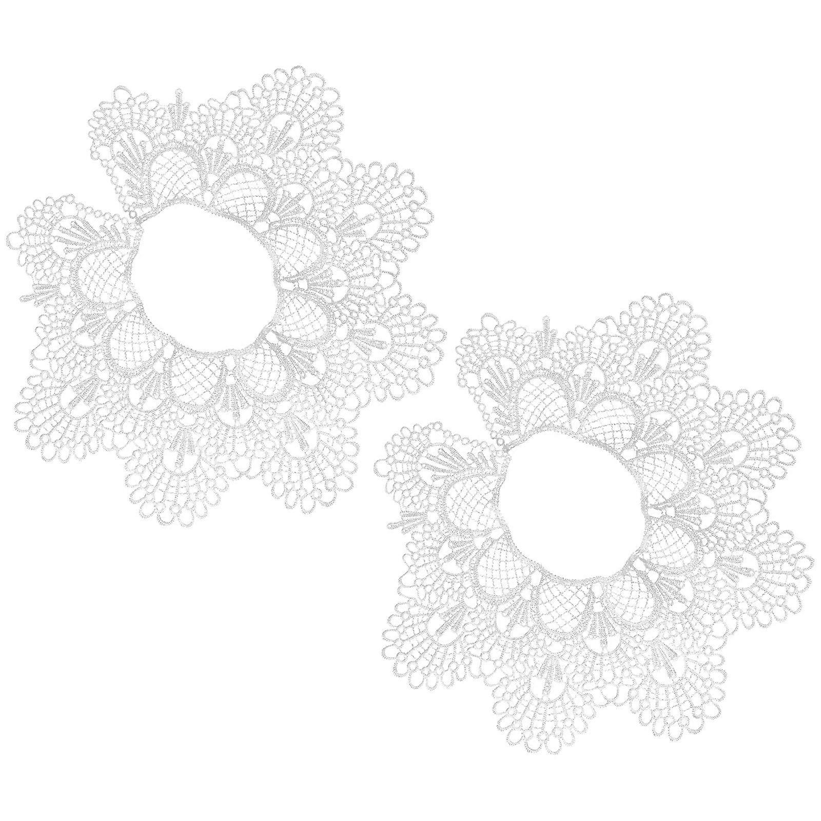 Garniture de col en dentelle blanche 2PCS brodé floral appliqué pour robes vêtements de mariée artisanat léger Skin Friendly Decoration