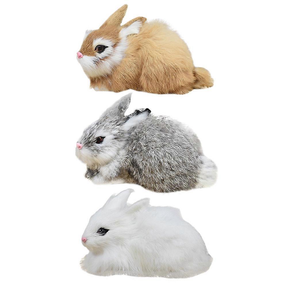 Bunny Table Decor Realistic Design Bunny Shape Plush Ornaments 3Pcs