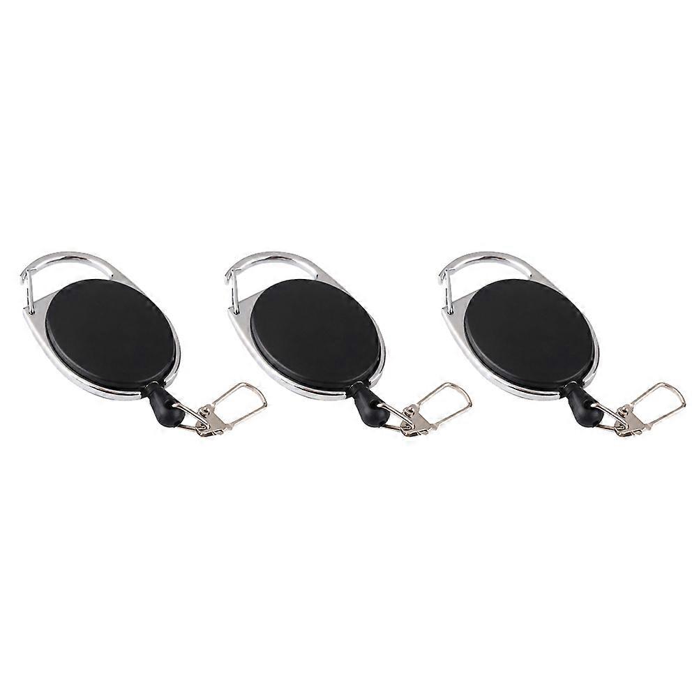 Retractable Keychain Belt Clip High Elasticity Heavy Duty Anti Lost Key Holders Daily Use Black 60cm Max Length 10Set