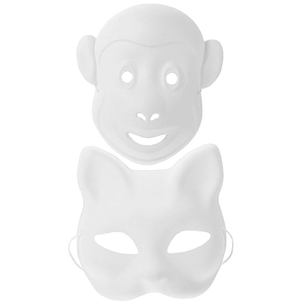 Diy Blank Mask White Paper Masquerade Prop 2Pcs