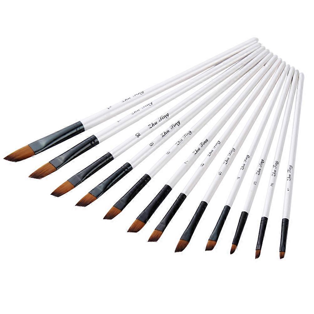 Paint Brushes Water Colour Brushes Inclined Front Style Double Color Nylon Oil Painting 12Pcs