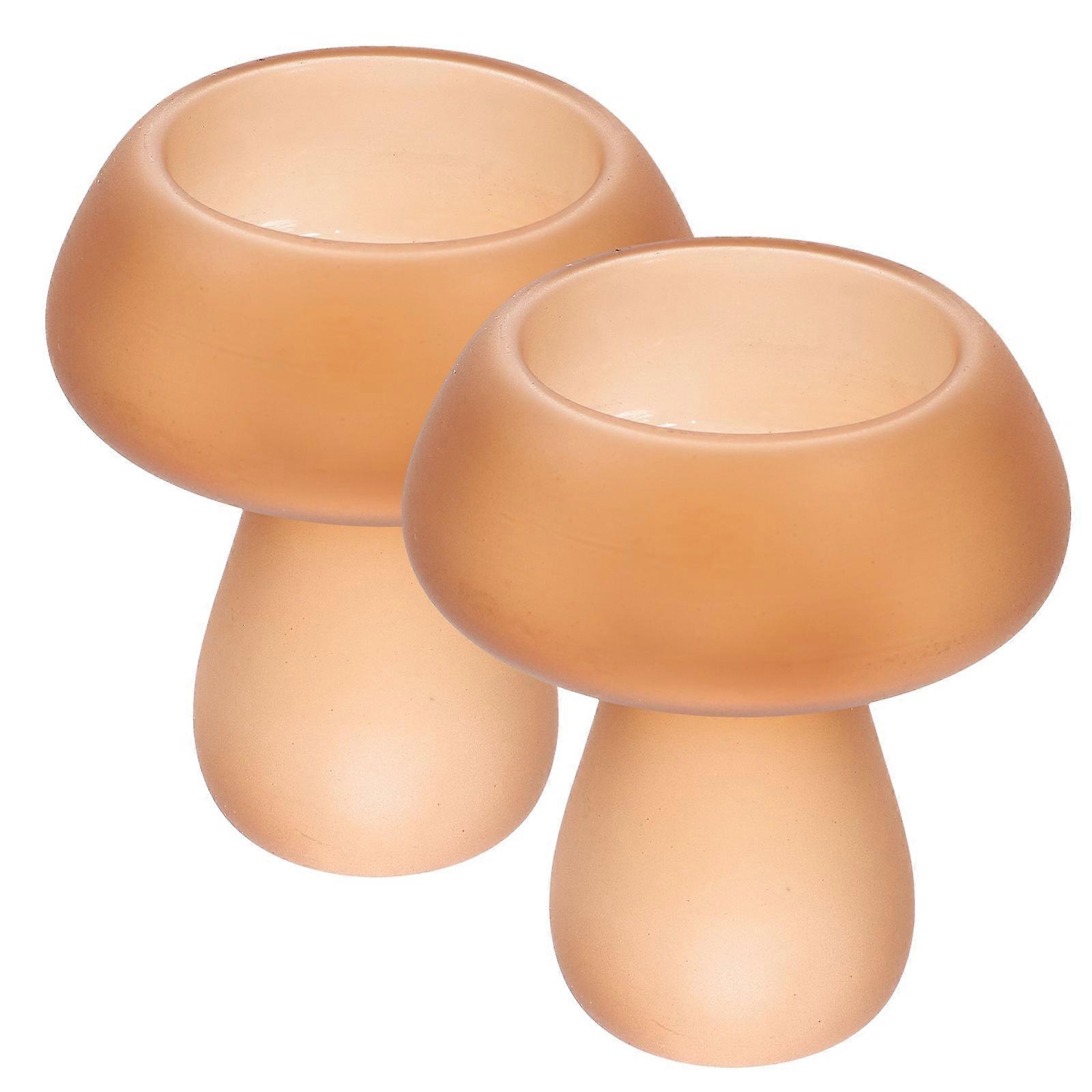 Candles Holder Mushroom Shaped Glass Candlestick Holders Table Centerpiece .5X8.5X8.5CM Home Decoration 2Pcs