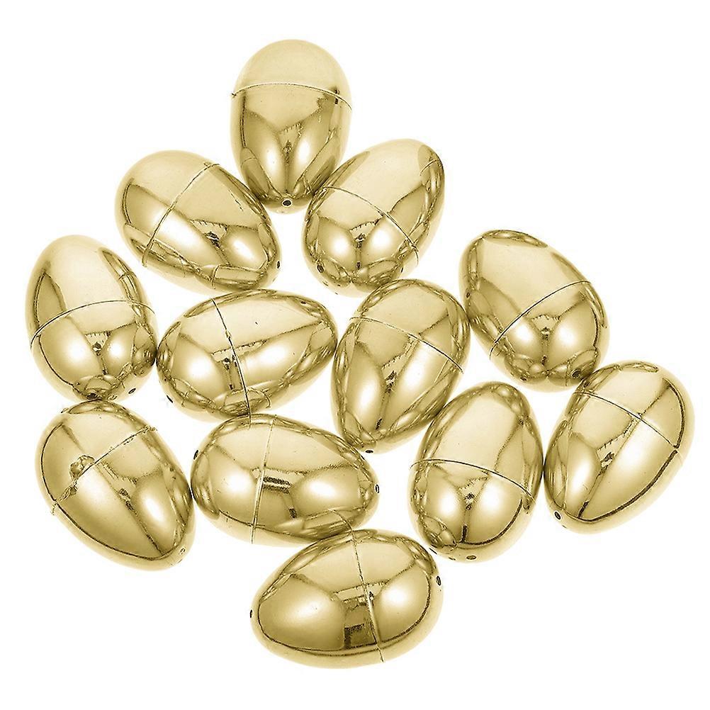 ゴールデンプラスチックエッグフィラブルオープンアパルトブル子供大人イースターセレブレーション12個