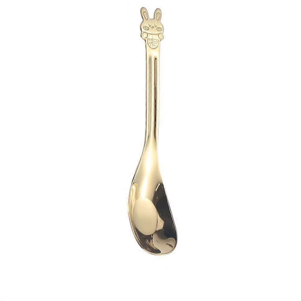 Stainless Steel Serving Spoon with Cartoon Rabbit Design - 17.5cm Long, Color Option 2 for Kids Tableware