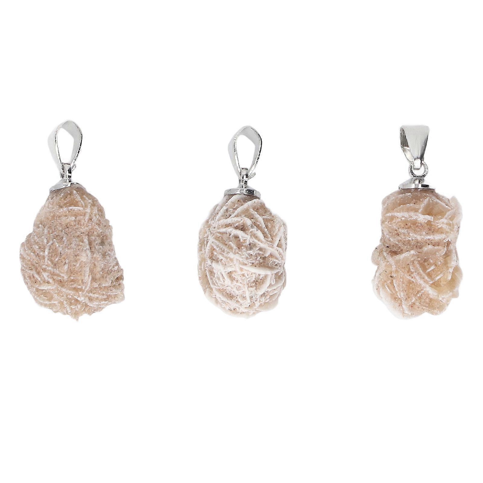 Set of 3 Desert Rose Stone Pendants, Multi-Purpose, for Jewelry Making and Decoration