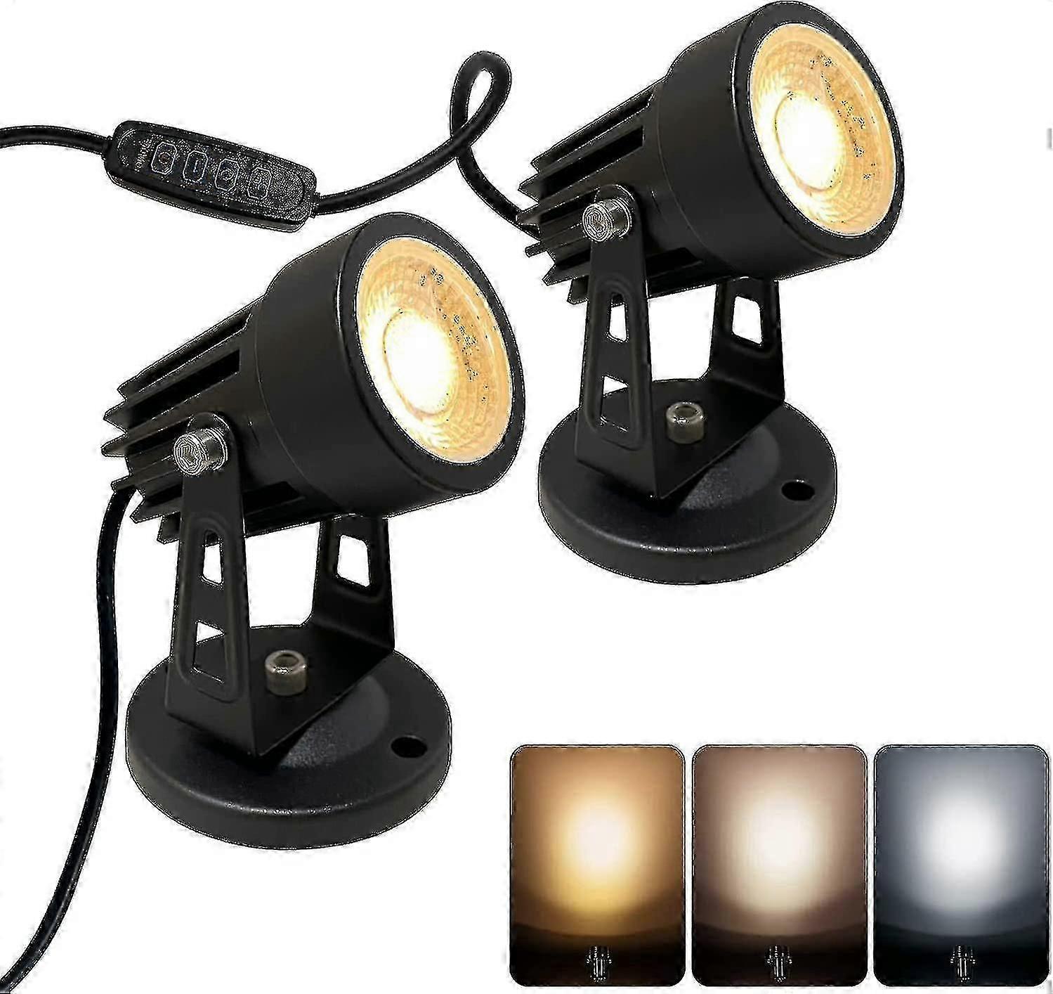 2pcs Led Spot Lights Indoor For Plants, 3 Color Accent Lighting Dimmable Uplights Spotlight Lamp With Dimmer Switch