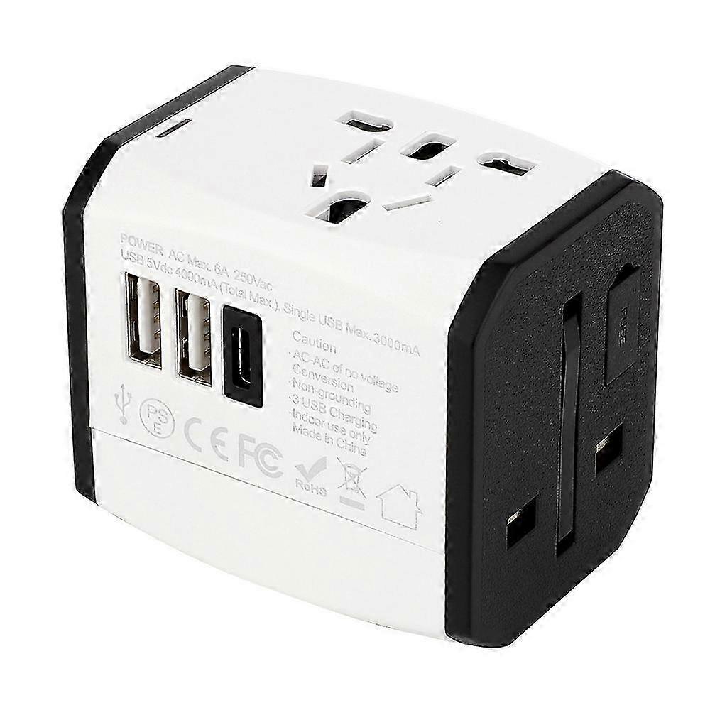 Type B Universal Global Travel Power Adapter Charger Plug Converter with 2xUSB and Type-C