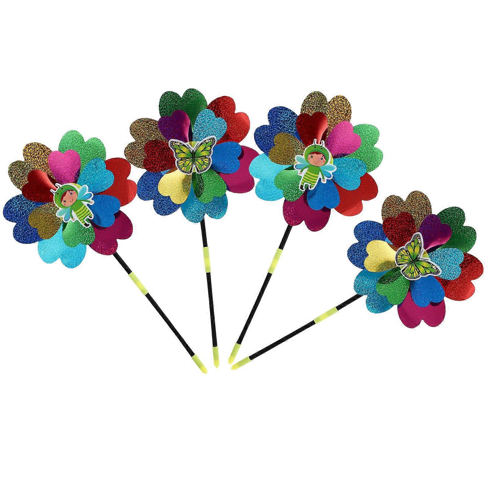 4PCS Cartoon Windmill Decorative Plastic Pinwheels for Garden Ornaments, Party & Outdoor Event Decoration, Random Styles