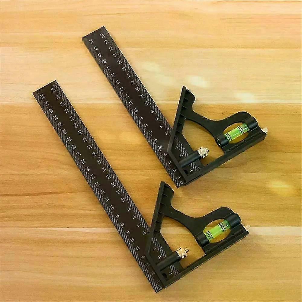 15/20/25cm Adjustable Combination Right Angle Ruler 45 / 90 Degree with Bubble Level Gauge Measuring Tools levelling instrument
