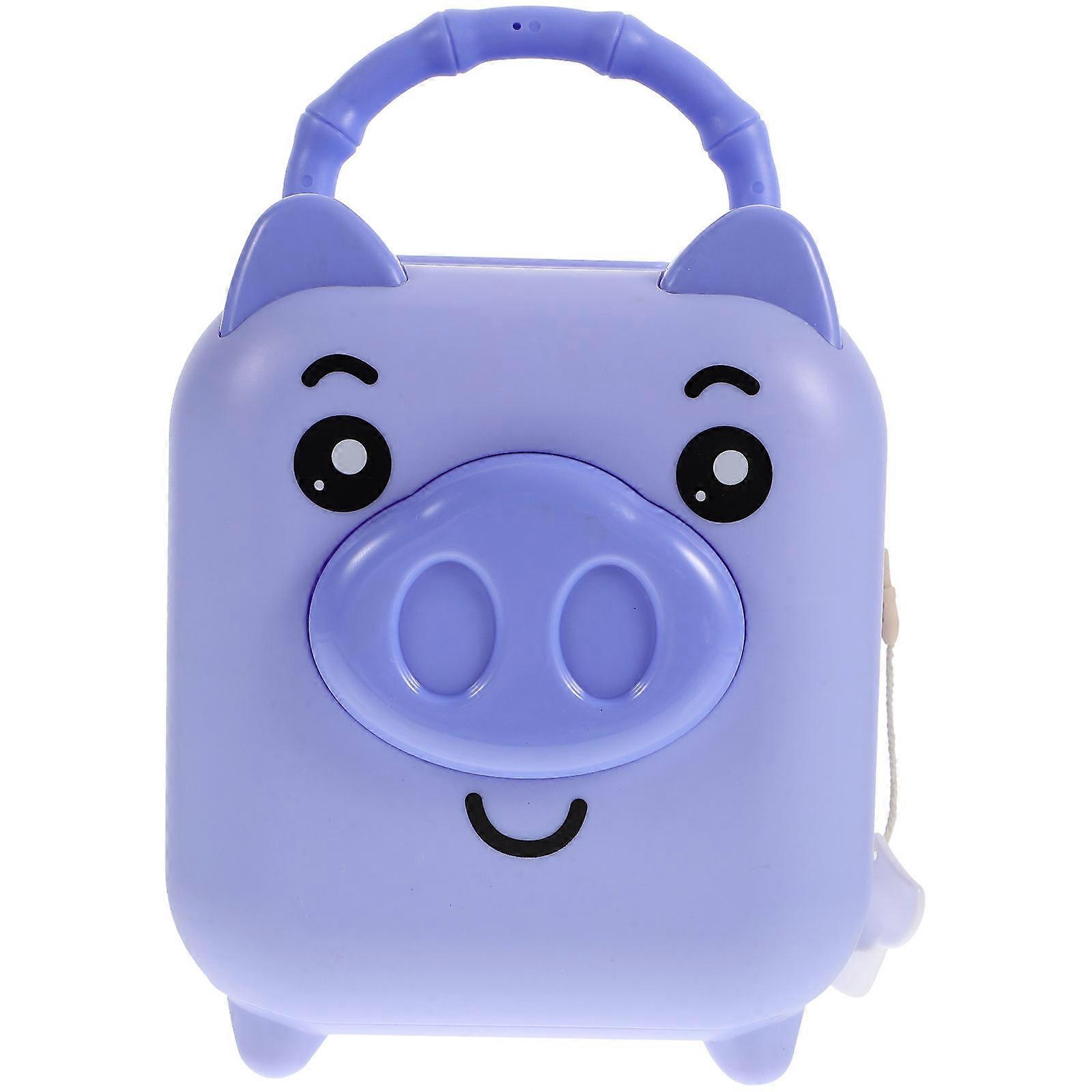 Saving Pig Shape Coin Container Portable Lockable Desktop Sky-Blue 11.4x14cm 1Pack