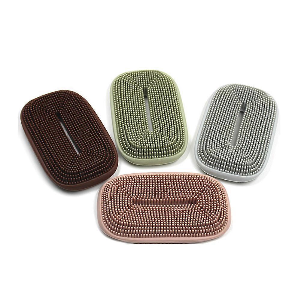 1pc Silicone Soap Holder Dual Use Soap Tray Cleaning Brush Creative Soap Box Soap Dish Coffee