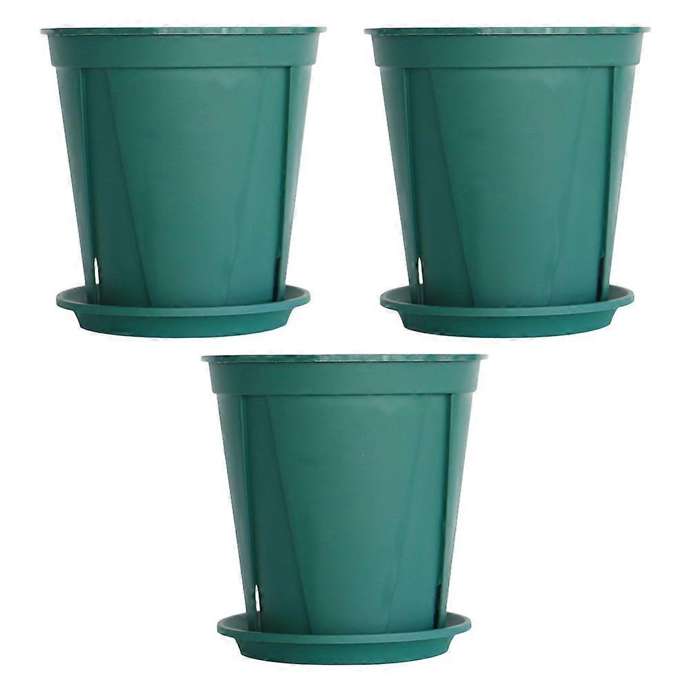 Plastic Planter Pot Flower Pot Container Indoor Gardening Breathable Durable Green 21x21x21.5cm 5 Sets