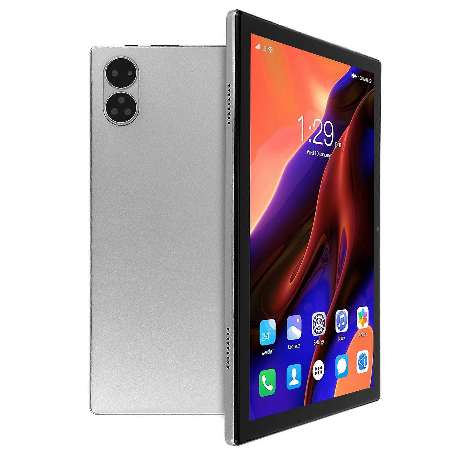 2 in 1 10. 1 Inch Tablet for Android 12 8 Core CPU 8GB 256GB 5G WiFi 4G Calling Tablet with Keyboard Case 100‑240V Gray EU Plug
