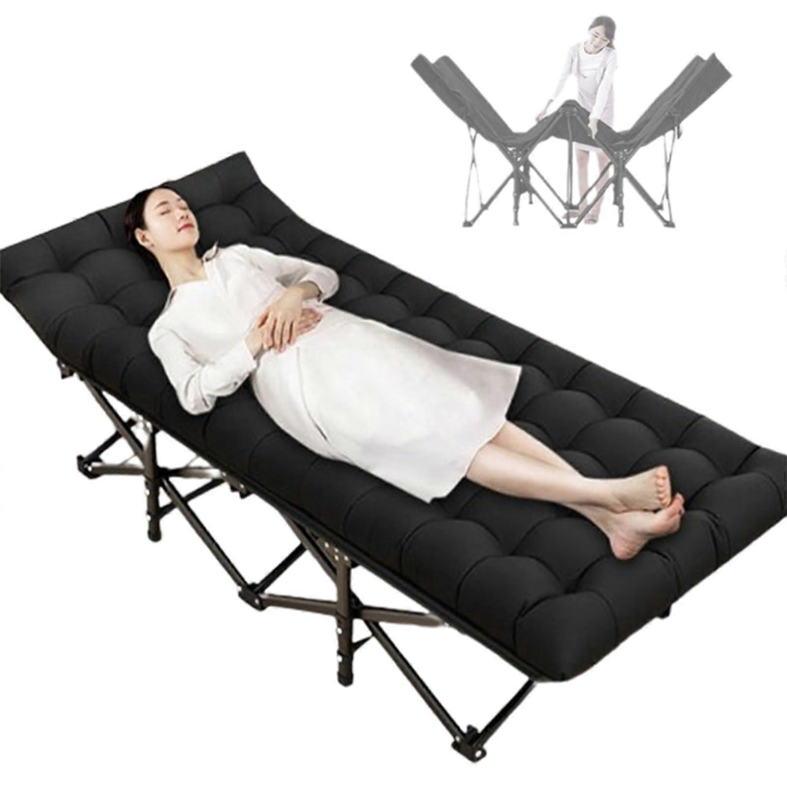 Folding bed with mattress, camping bed for sleeping, comfortable guest bed for adults (190x71cm)