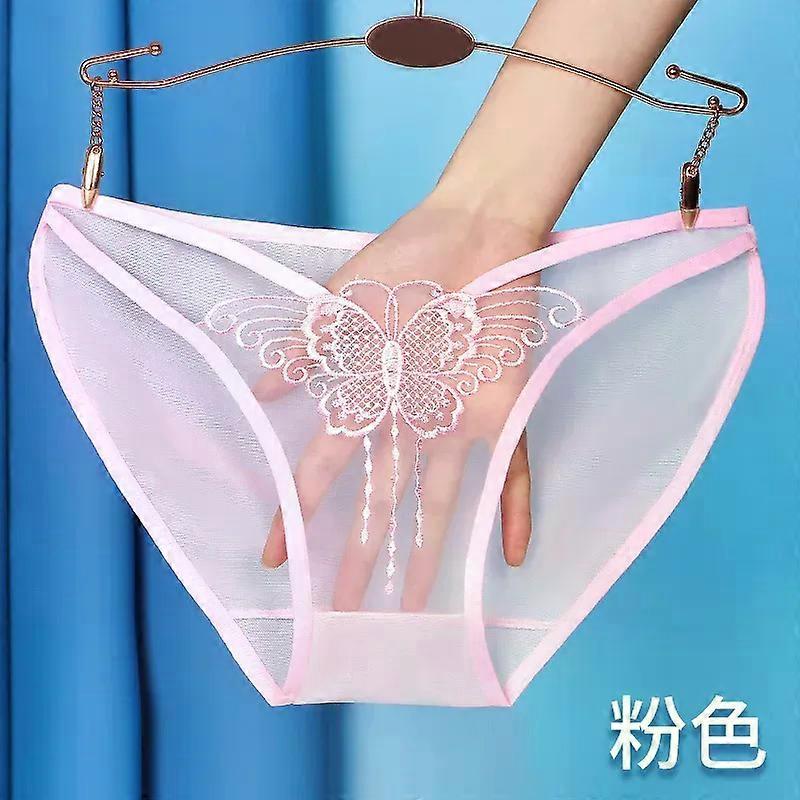 Erotic Women's Underwear Lace Mesh Comfy See-through Breathable Briefs Sweety Embroidery Transparent Quick Dry Panties for Girls
