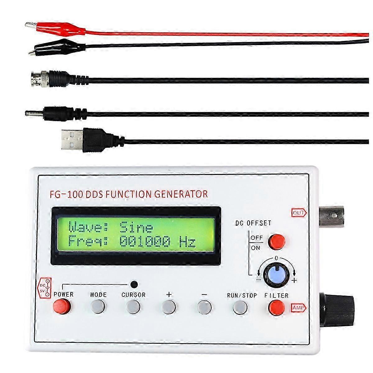 FG-100 DDS Funktion Signalgenerator Frequenzzähler 1Hz - 500Khz Sinusfrequenz mit BNC Kabel Edition 0703
