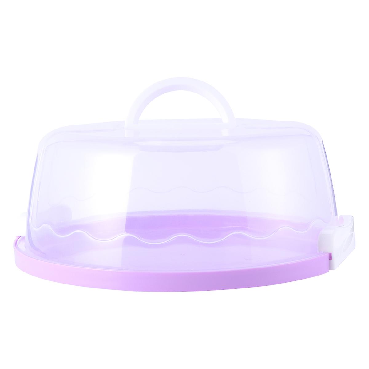 Plastic Cake Box With Lid Cake Saver With Cover Round Purple 10 Inch Food Cover Healthy Material 1Pack