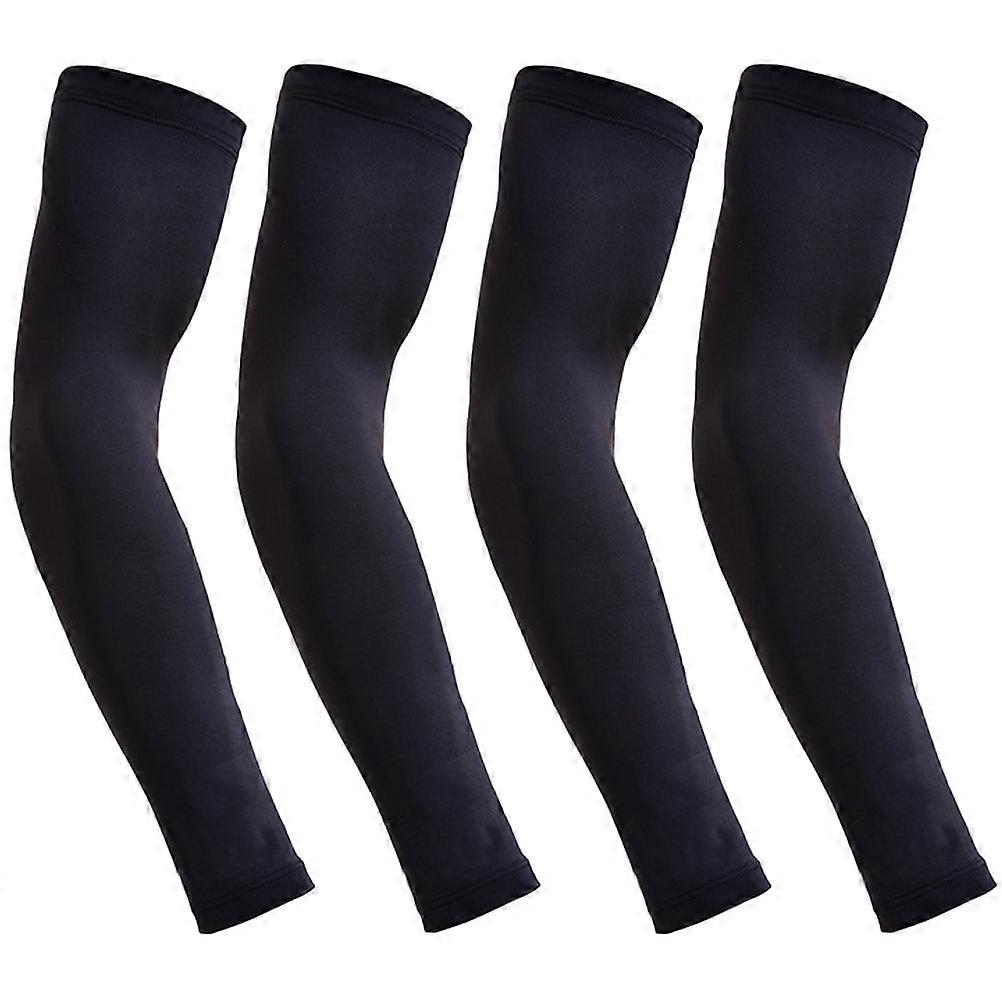 Running Arm Sleeves Jogging Uv Protection 37x8cm Black 2 Pairs