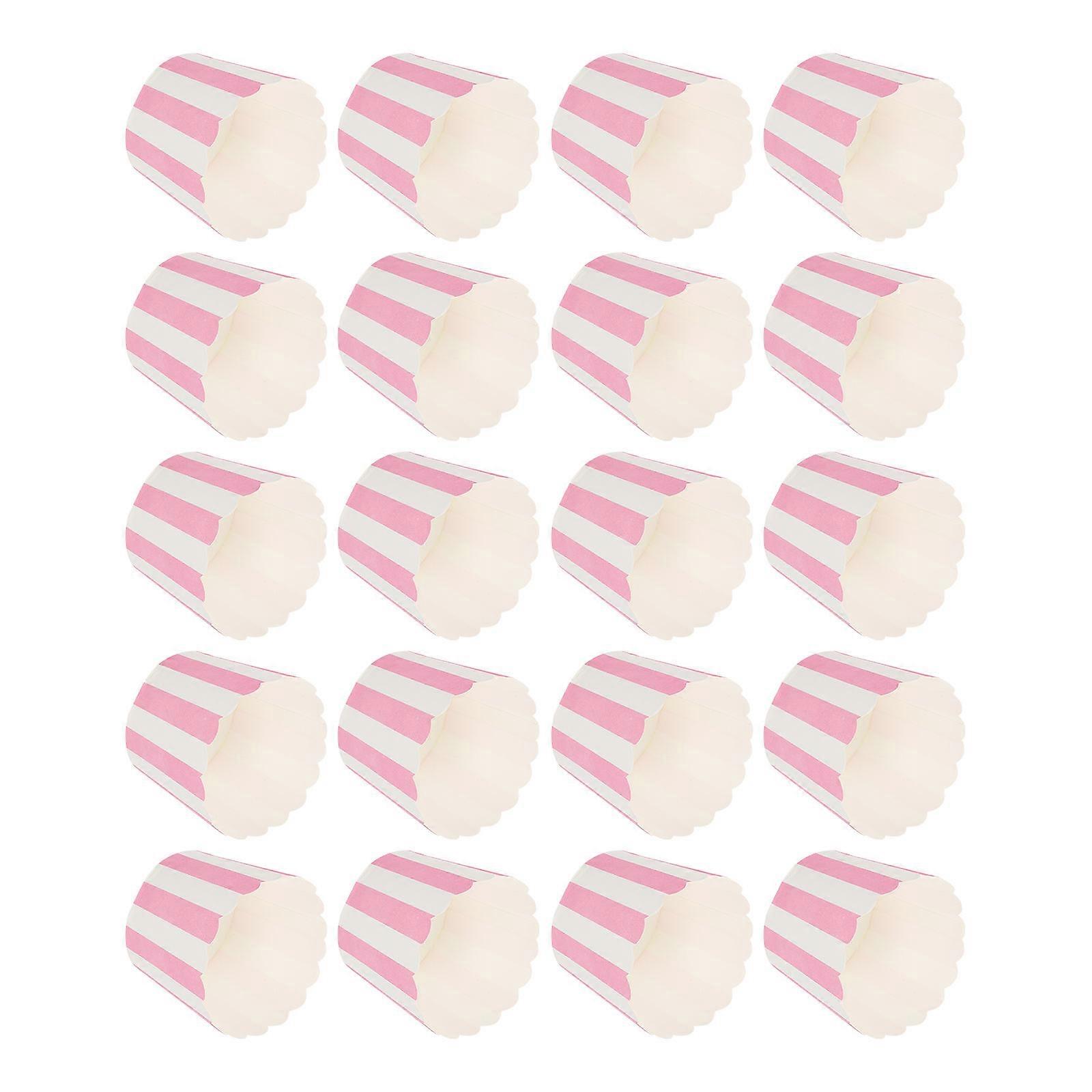 100pcs Heat Resistant Small Decorative Cake Cups Pink Stripe Muffin Baking Liners for Parties Events Practical Paper Baking Cups