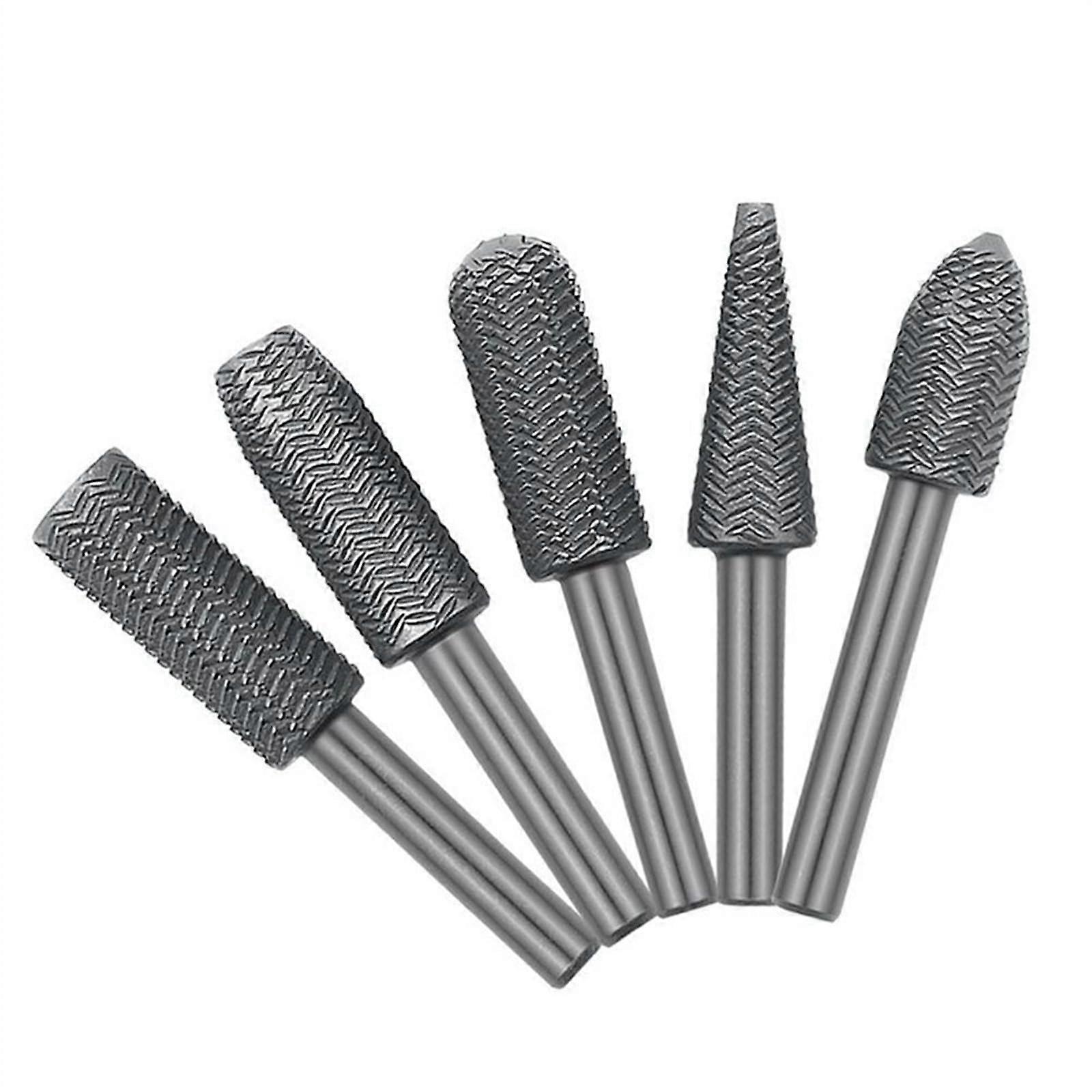 Turning Steel File Burr Set - 5 Pack of 6 mm Shank Wood and Metal Grinding, Engraving, Milling Tools