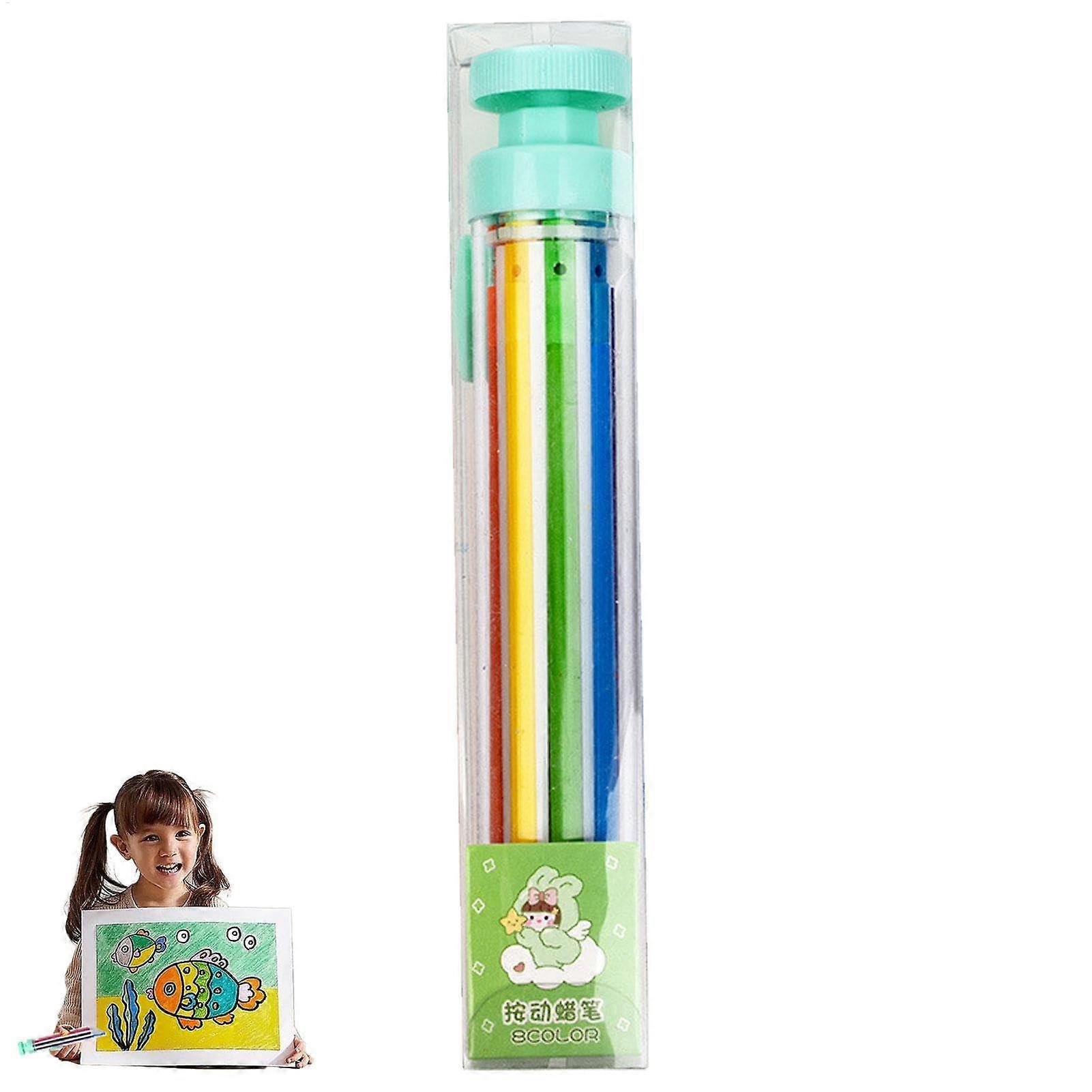 Retractable Colored Pencils for Kids | 8-in-1 Multicolor Drawing Pencils for Art, Party Favors, and Crafts
