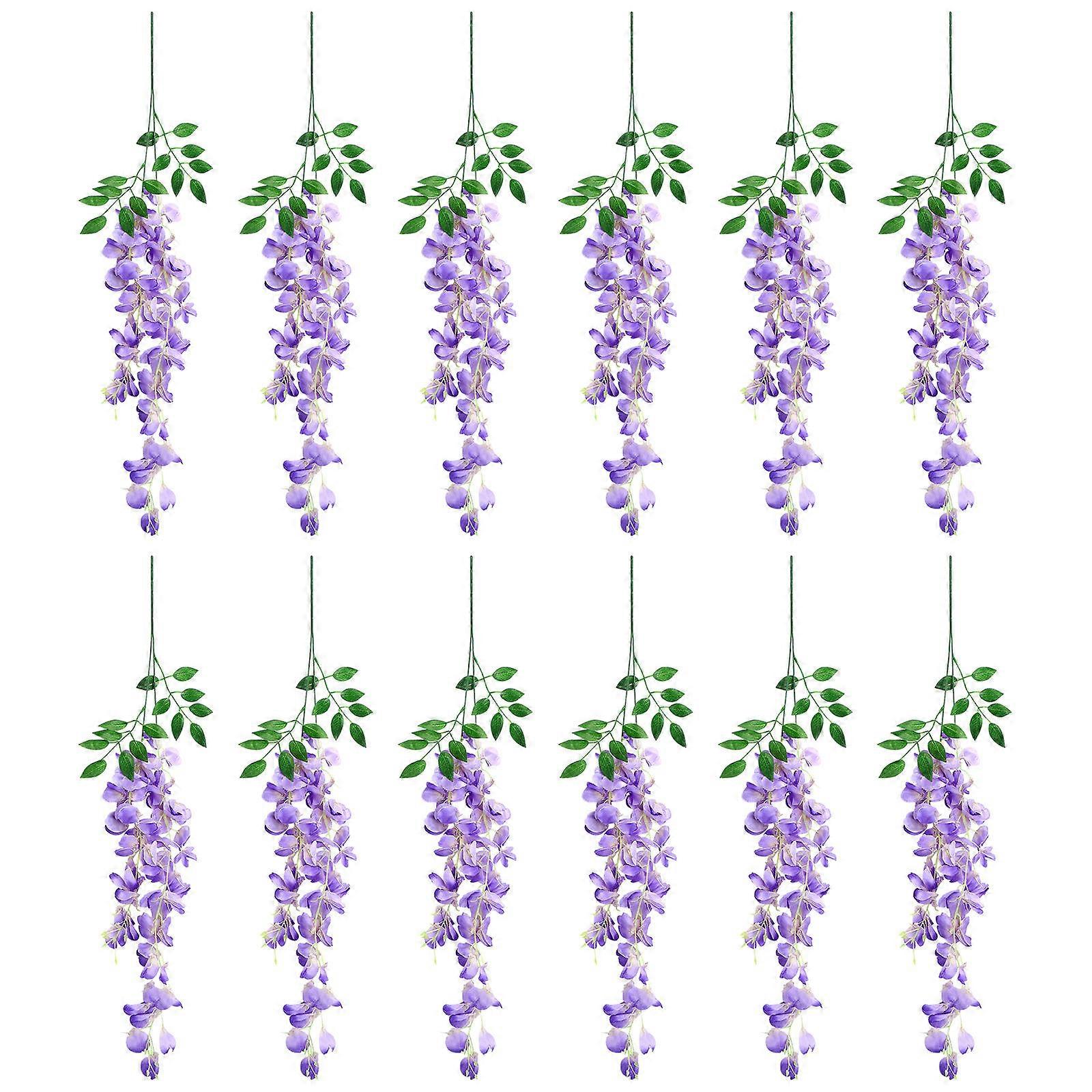 Hanging Floral Decor IMIKEYA Artificial Wisteria Lavender Home Decor Bendable Stems 12Pcs