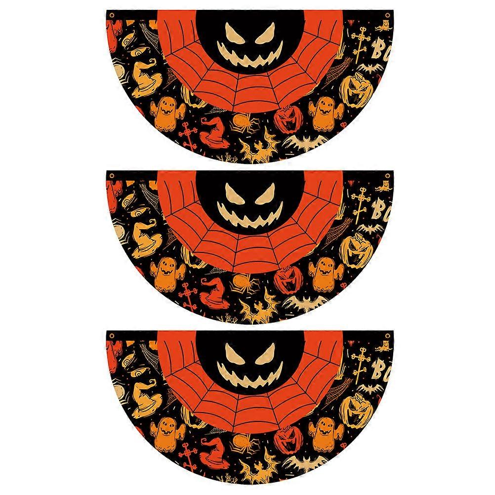 Halloween Bunting Flag Patio Flag Multi-colored Screen Printing Technology 3Pcs