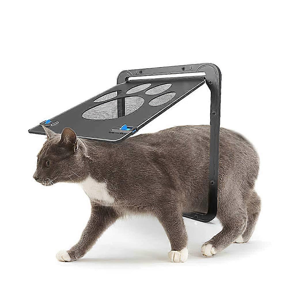 Pet Screen Door Magnetic Flap Screen Automatic Lockable Black Door for Small Cat Kitten Puppy
