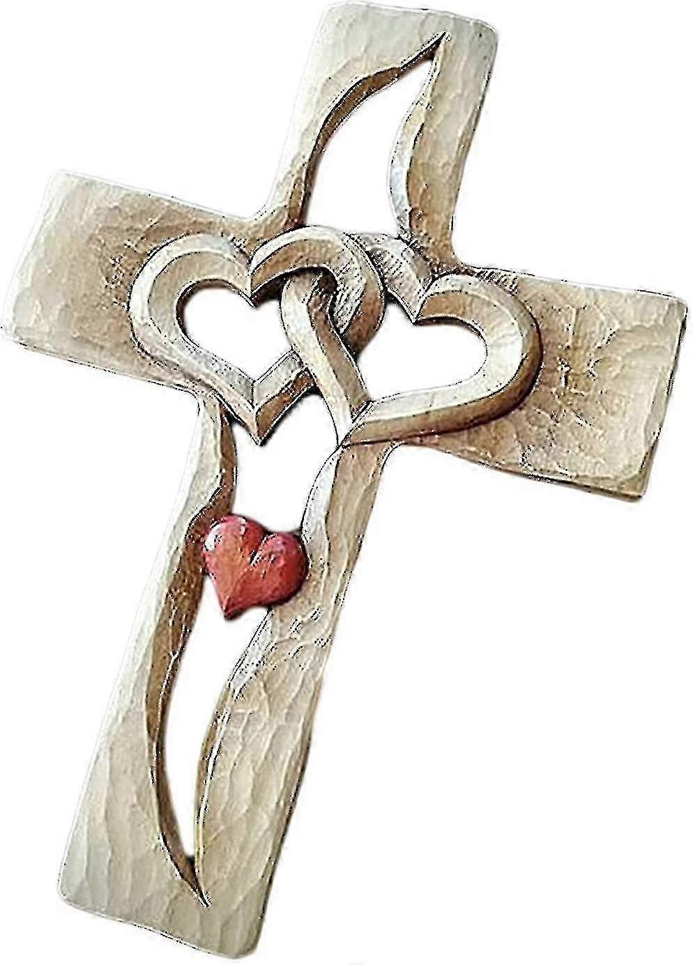 Carved Wood Cross And Hollow Interwoven Wall Hanging Home Living Room Decor