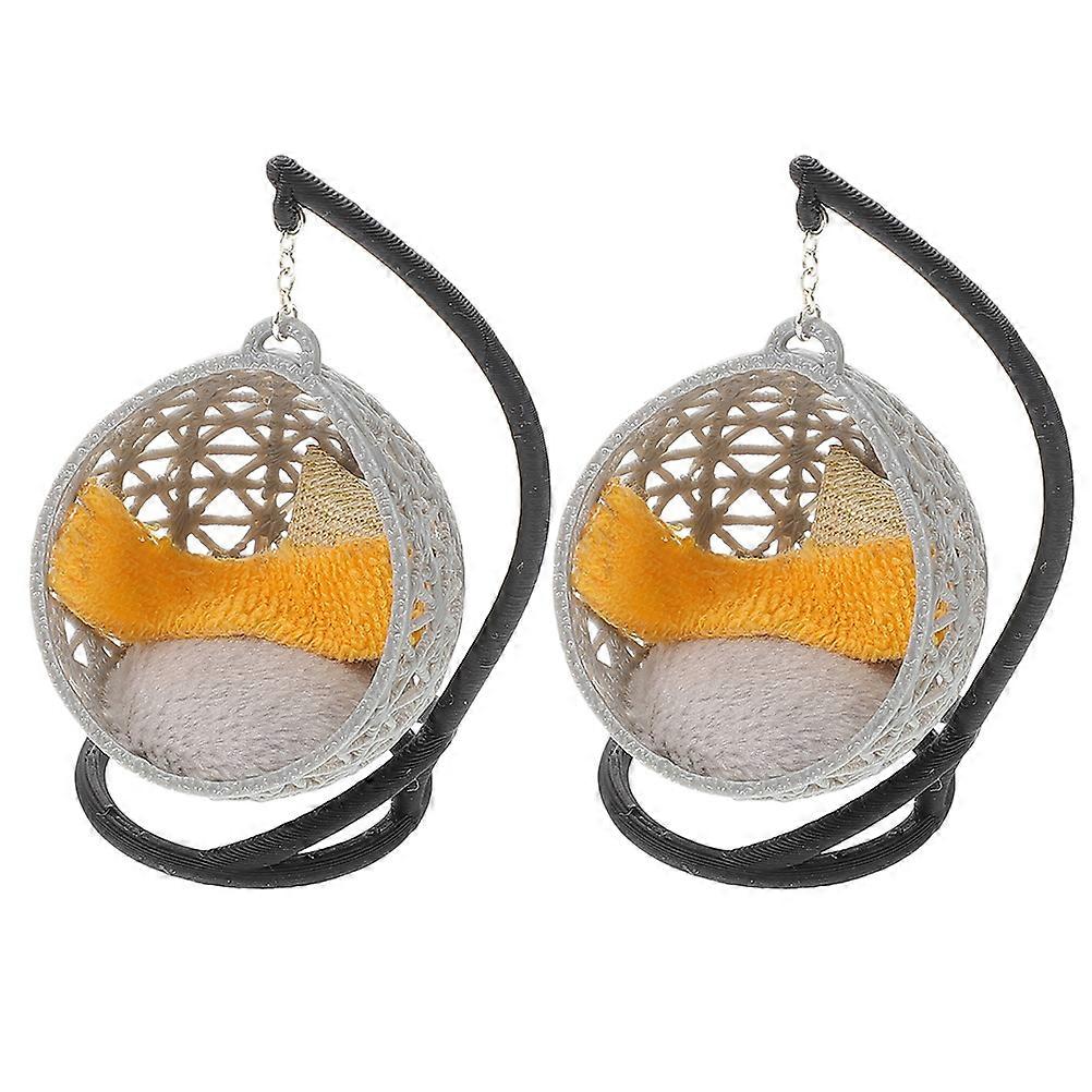2pcs Miniature Swing Chairs Dollhouse Scale Model Furniture DIY Hanging Seats for Hobbyists Craft Projects Lightweight Portable Decor for Tiny House
