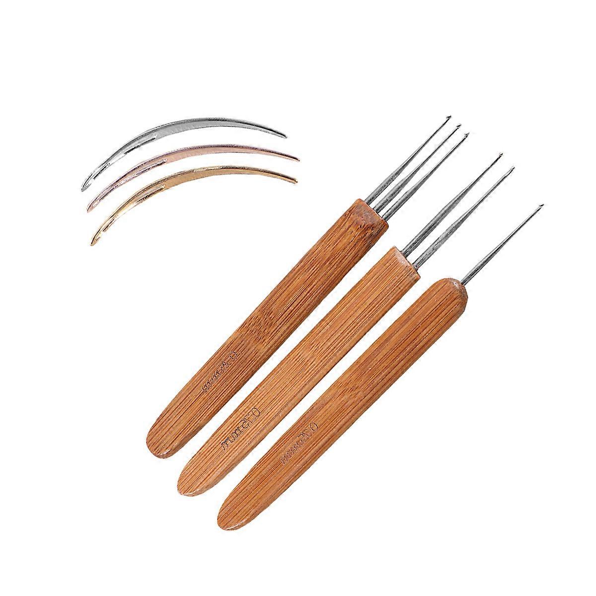 Dreadlock Weaving Needle 6 Pcs 0.75Mm Dreadlocks Knitting Needles Set Single-Ended Knitting Tools Craft Projects Metal