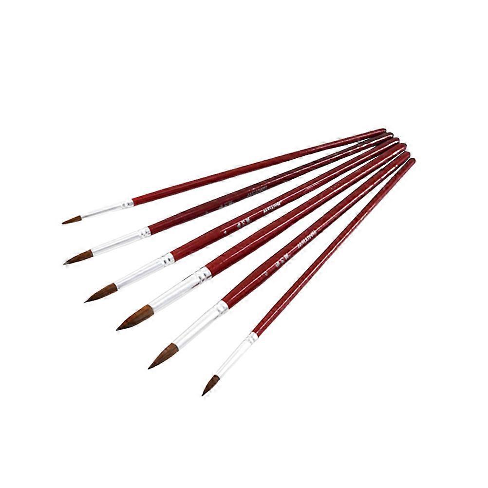 6Pcs Wolf Hair Paintbrush Set for Painting Use with Aluminium Handles Multi Color Perfect for