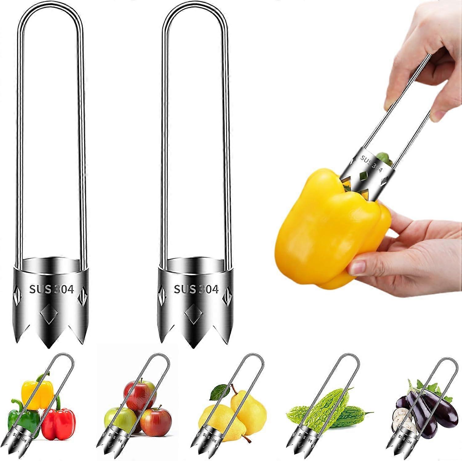Red Bell Pepper Seed Corer, 2Pcs Stainless Steel Fruit Vegetable