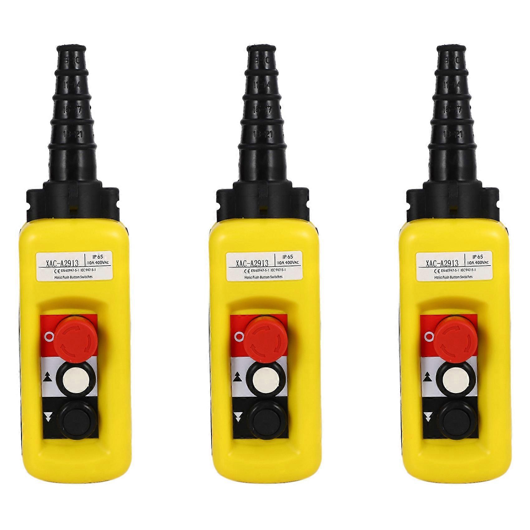 3X Lift Control Pendant -A2913 Waterproof Handheld Pushbutton Switch with Electric Hoist Handle, 2 B