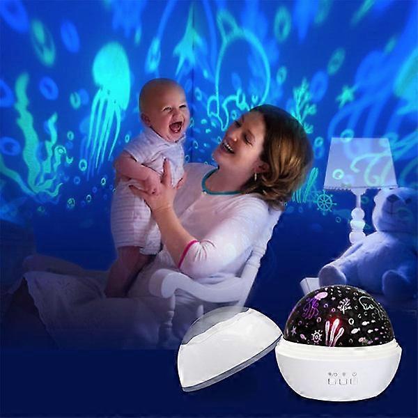 Projection Lamp 360 Rotating Baby Night Light Projector with White Noise