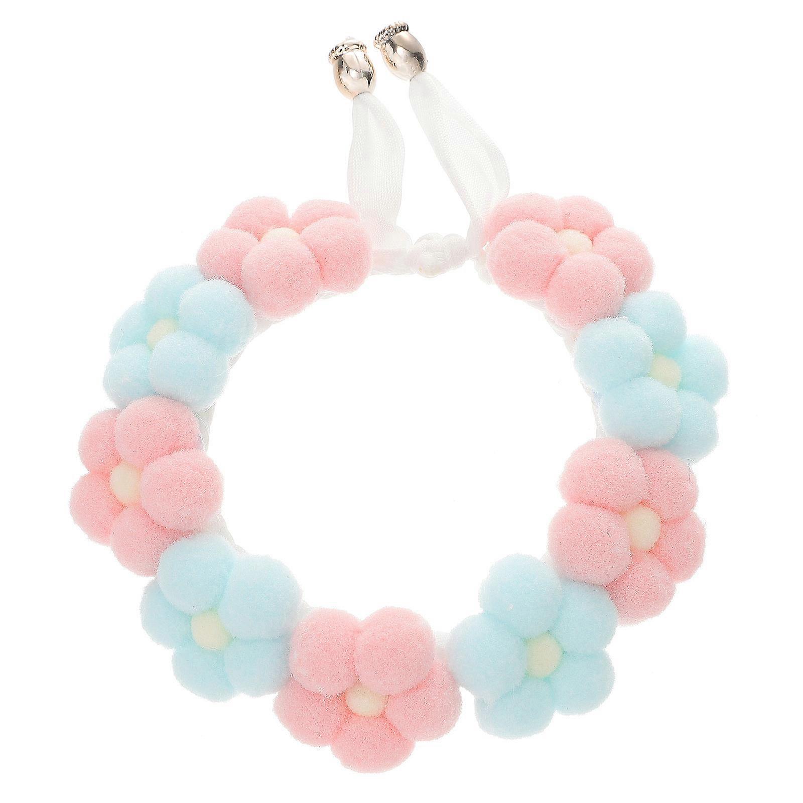 Pet Knit Collar Hand Knitted Flower Shape Accessories For Daily Wear Adjustable 1Set