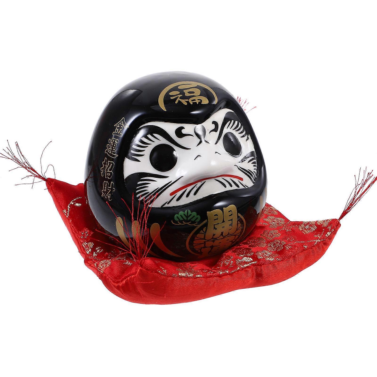 Japanese Ceramic Dharma Piggy Bank Black Coin Saving Jar Easy Clean Surface Practical Money Bank Daily Savings Home Decoration Gift