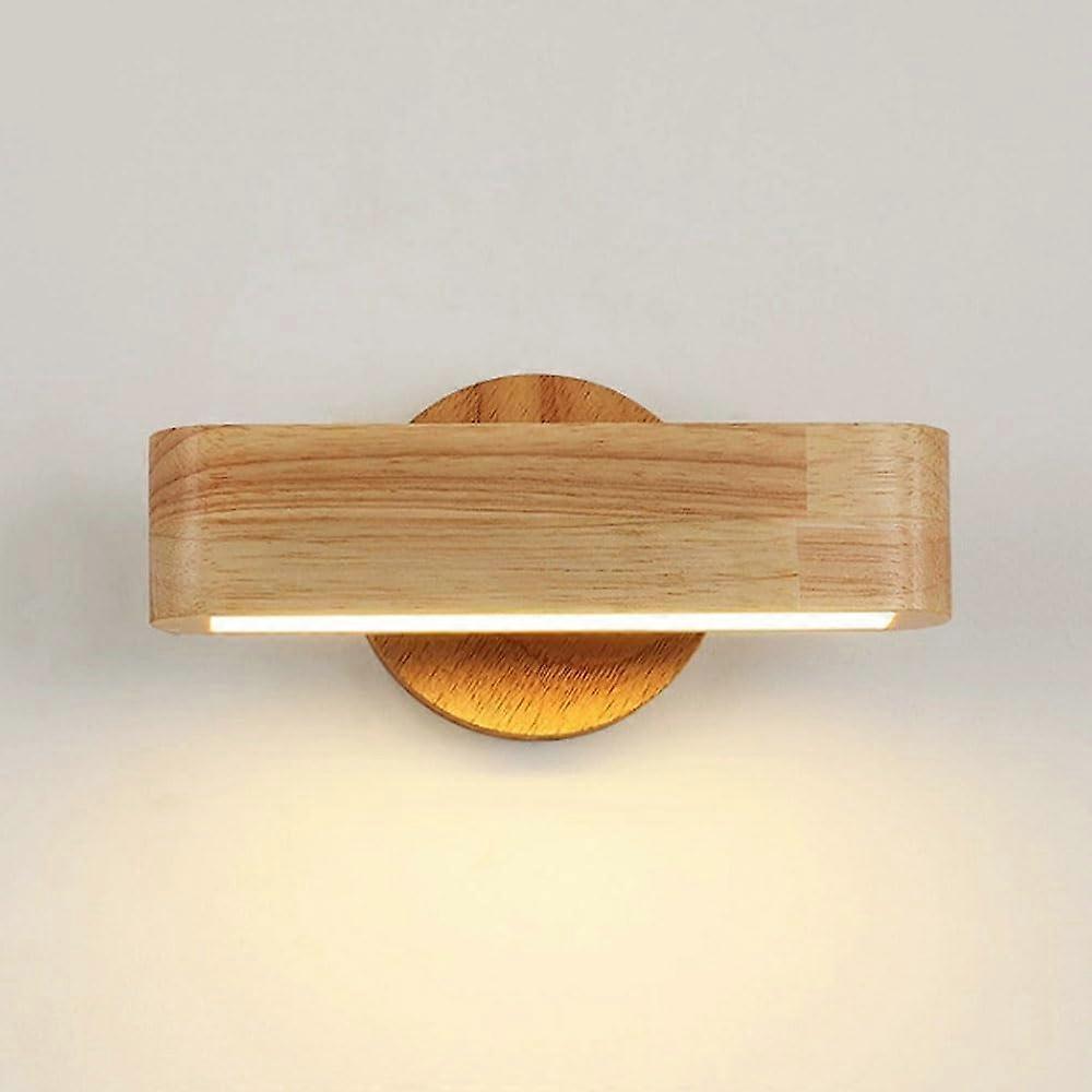 Wooden LED Wall Lights, 360° Rotation, 6W 3Color Mode, Nordic Style for Bedroom