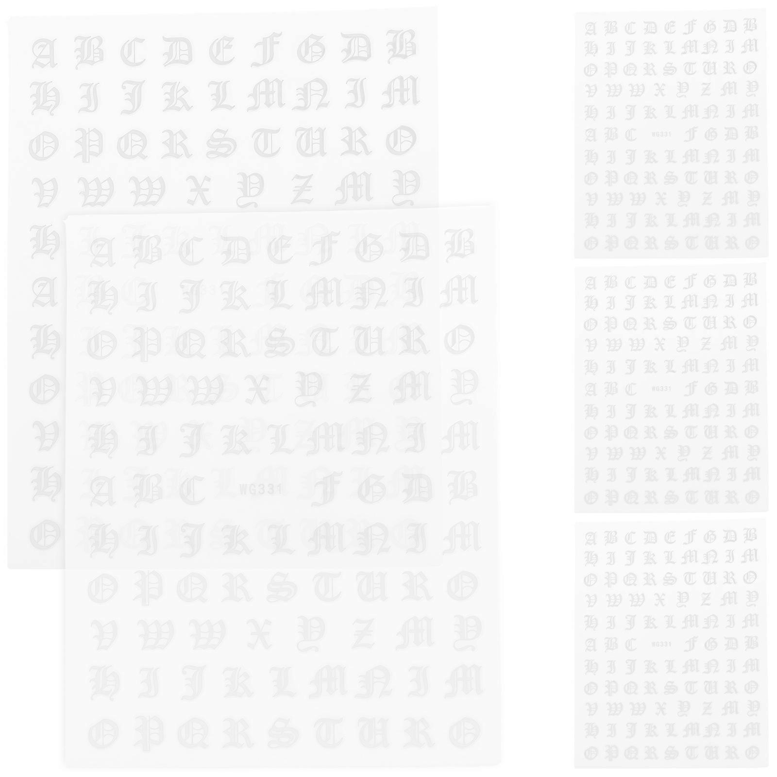 Self-Adhesive Nail Decal Stickers For Women Manicure Use 5 Sheets With Elegant Alphabet Patterns
