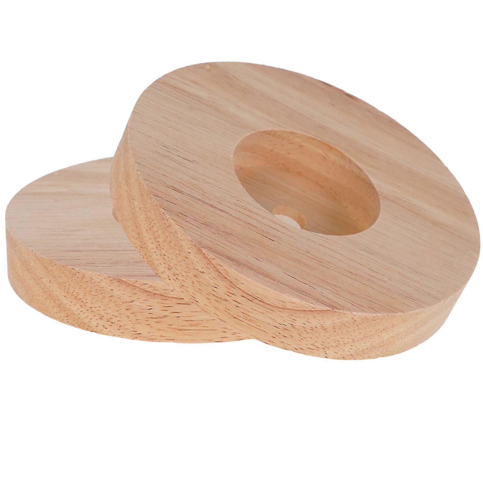 Light Brown Wood Lamp Base Designed For Table Lamps And Craft Enthusiasts Round Shape 2Pcs