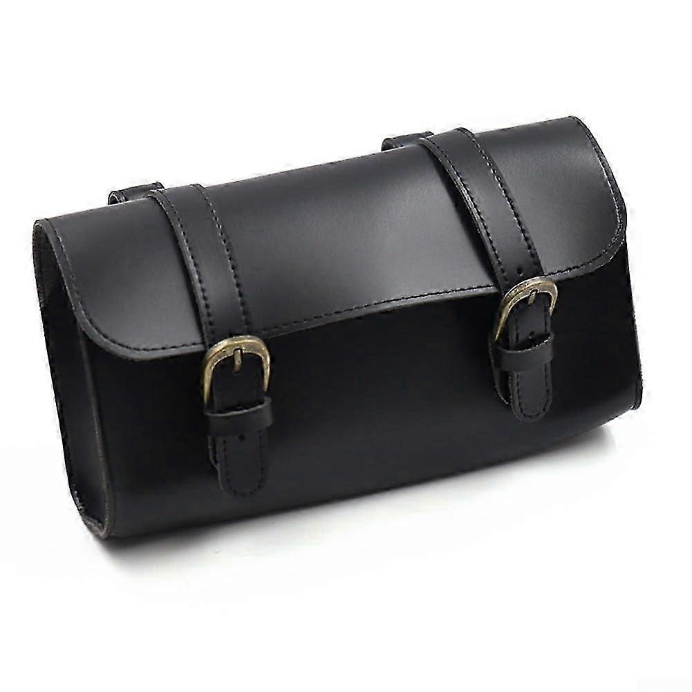 Black Leather Bicycle Saddle Bag - Front or Rear Mount for E-Bikes