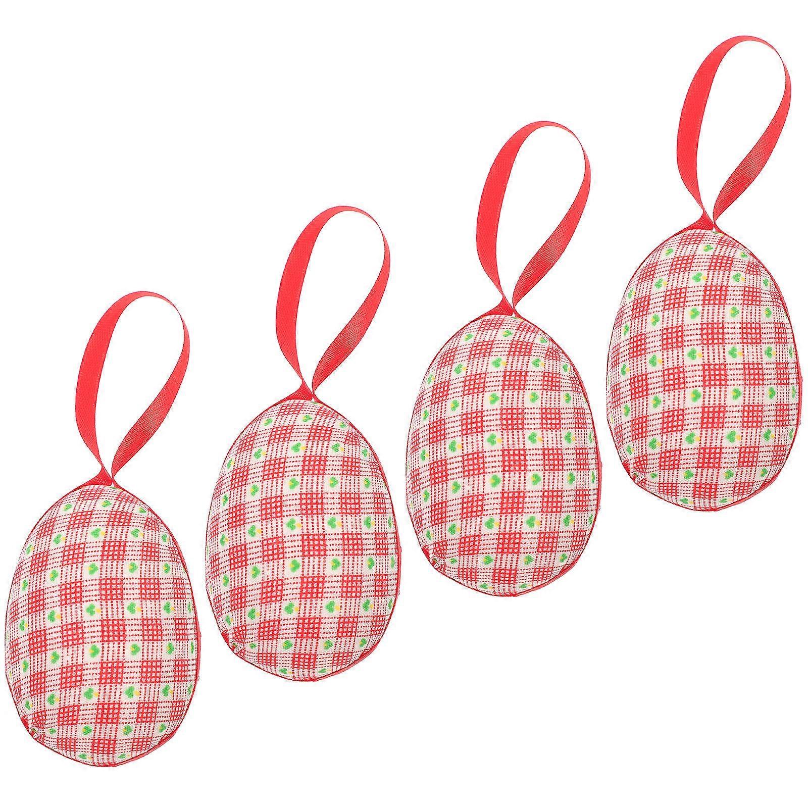 Red Easter Hanging Egg Ornament for Decoration 4Pcs Foam Material